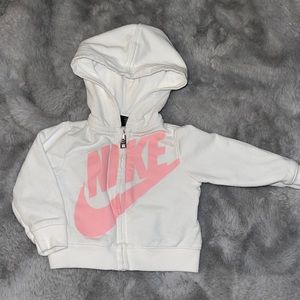 🌈 Nike Newborn Baby Sweater Hoodie Sz 3M White Pink Zip Up